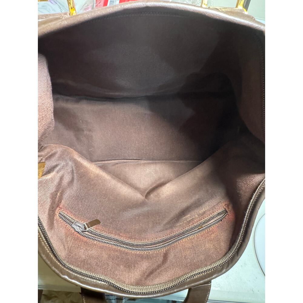 AUTH Fendi Suede Satchel FF Monogram Tote Bag w/COA Italy VTG Y2K Luxury RARE - Picture 10 of 12